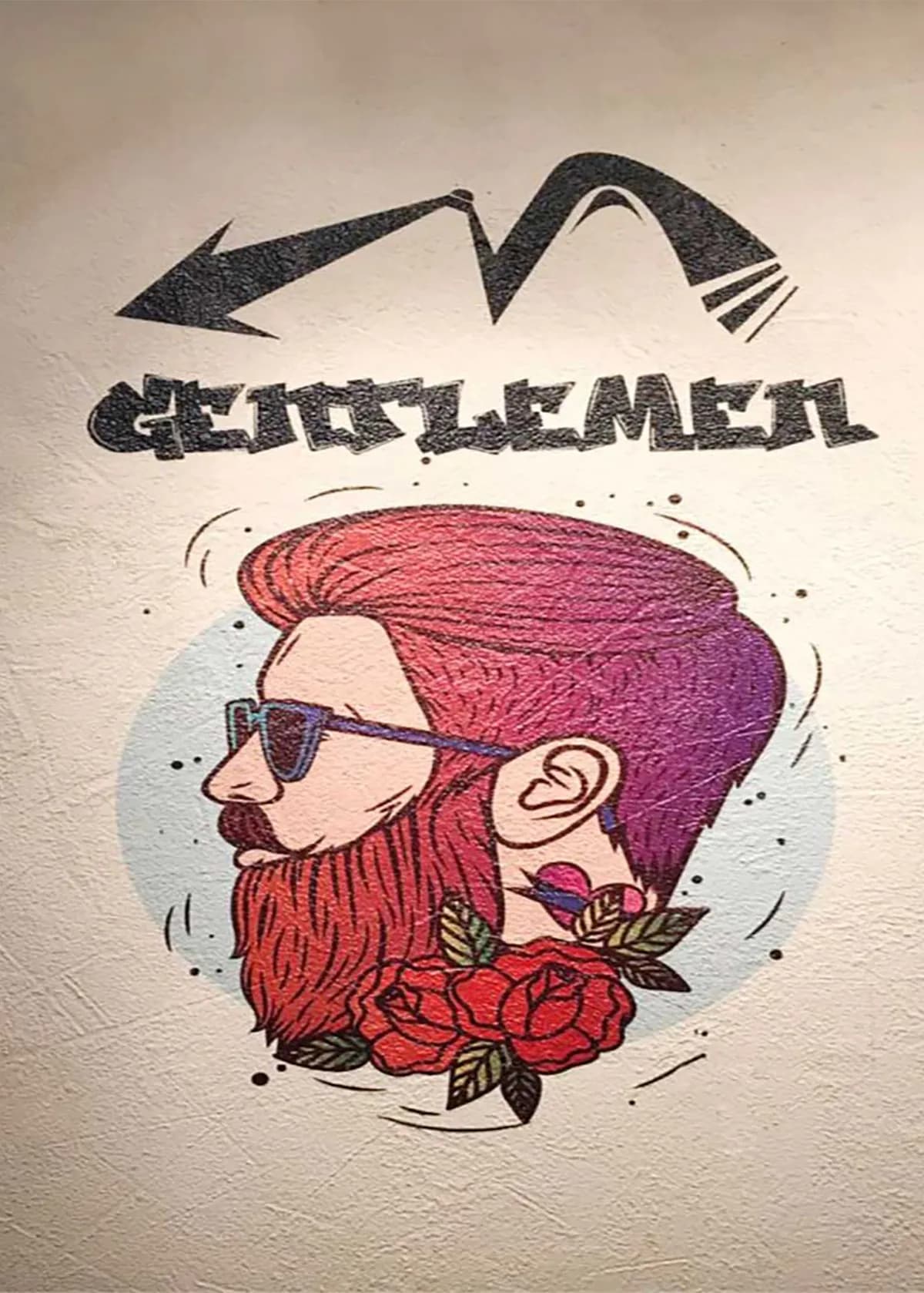 Barbershop wall mural with gentleman hipster illustration by InnoPrint KSA