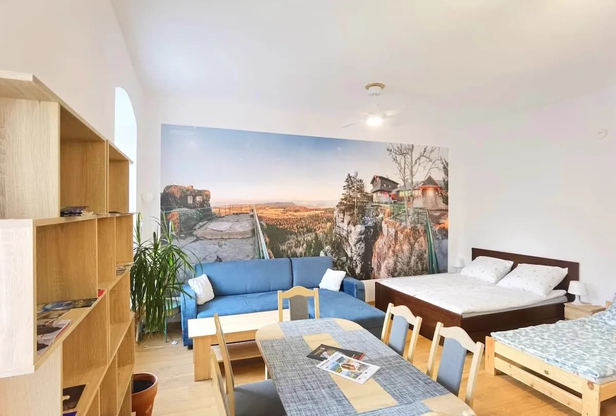 Hotel bedroom panoramic mountain landscape wall mural by InnoPrint KSA