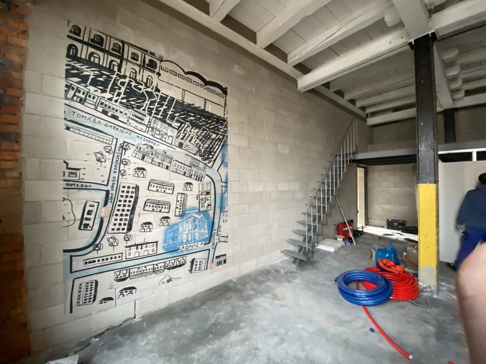 Brick wall office design